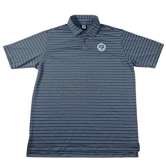 Footjoy Golf Polo Shirt Men’s Large Blue Striped Donald Ross Course Embroidered - Picture 2 of 11